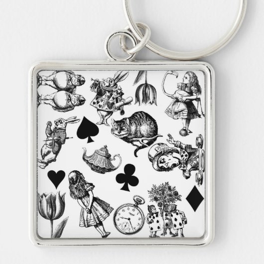 Alice White Rabbit Wonderland Classic Sleutelhanger (Voorkant)