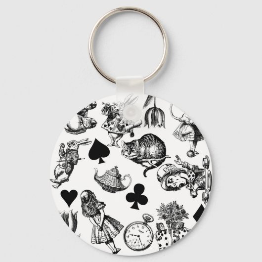Alice White Rabbit Wonderland Classic Sleutelhanger (Voorkant)