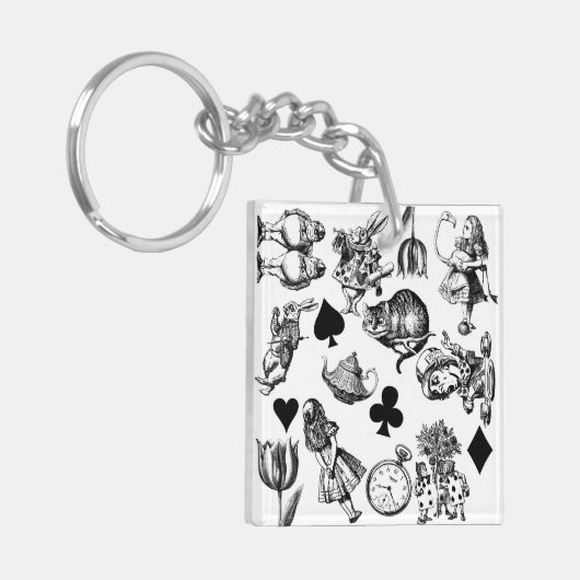 Alice White Rabbit Wonderland Classic Sleutelhanger (Voorkant Links)