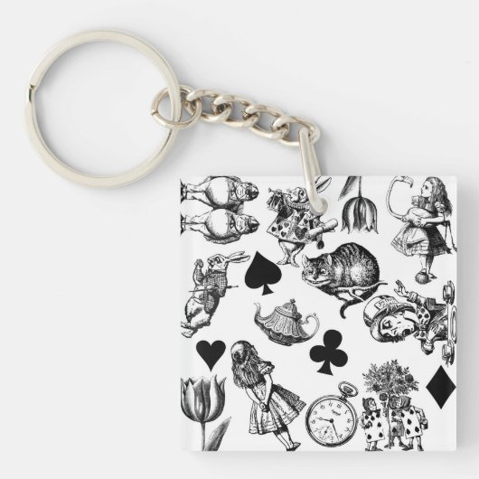Alice White Rabbit Wonderland Classic Sleutelhanger (Voorkant)