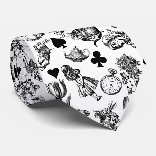 Alice White Rabbit Wonderland Classic Stropdas (Opgerold)
