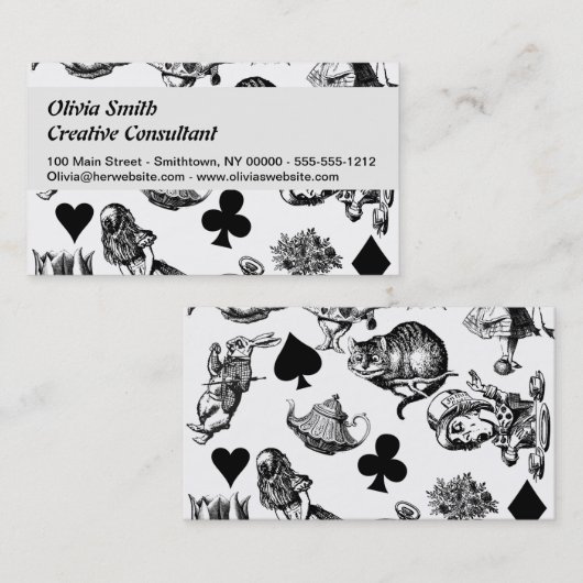 Alice White Rabbit Wonderland Classic Visitekaartje (Voorkant / Achterkant)