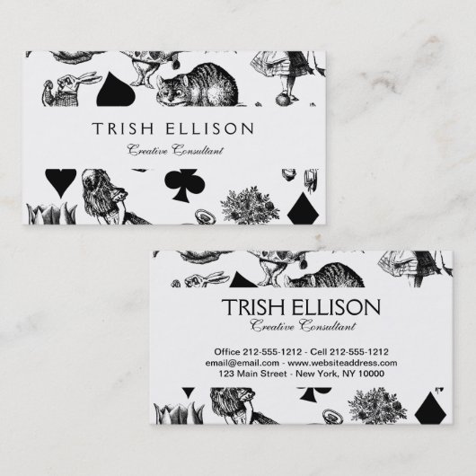 Alice White Rabbit Wonderland Classic Visitekaartje (Voorkant / Achterkant)