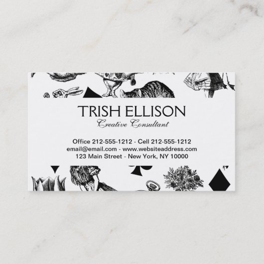 Alice White Rabbit Wonderland Classic Visitekaartje (Achterkant)