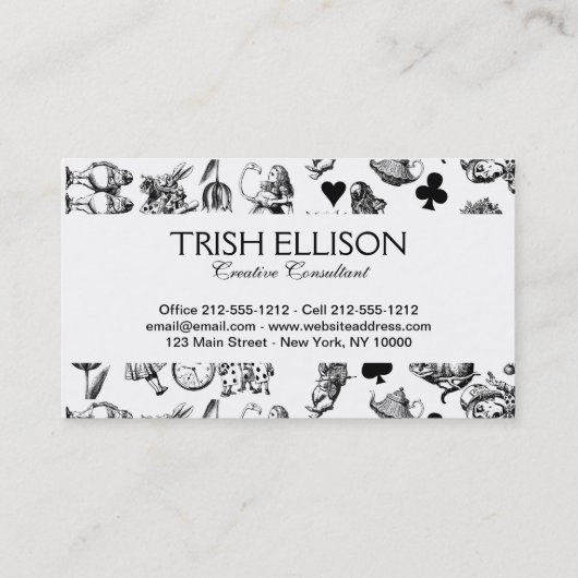 Alice White Rabbit Wonderland Classic Visitekaartje (Achterkant)