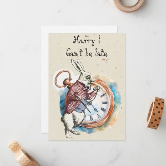 Alice - wit konijn 1865 notitiekaartje (Voorkant / Achterkant in situ)