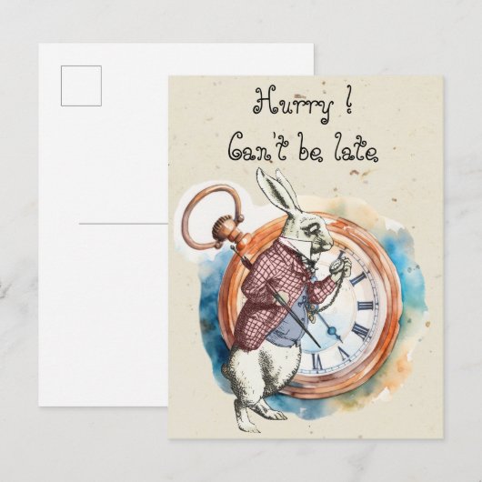 Alice - Witte Konijn 1865 Briefkaart (Voorkant / Achterkant)