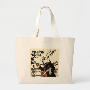 Alice Witte Konijn Klassieke Wonderland  Grote Tote Bag