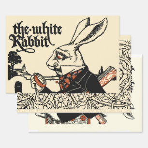 Alice Witte Konijn Klassieke Wonderland  Inpakpapier Vel