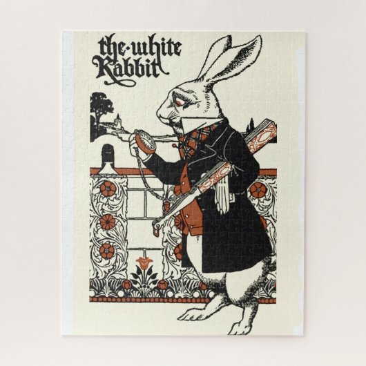 Alice Witte Konijn Klassieke Wonderland Legpuzzel (Verticaal)