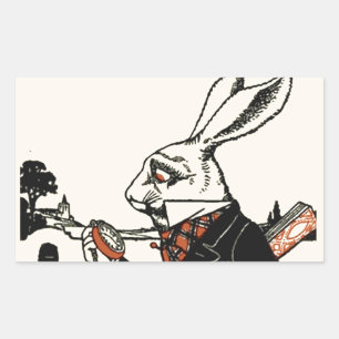 Alice Witte Konijn Klassieke Wonderland Rechthoekige Sticker