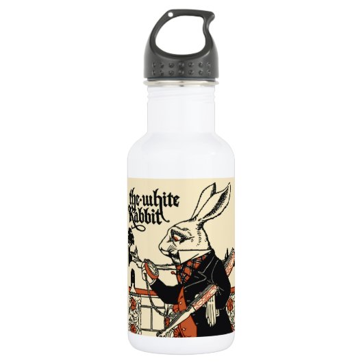 Alice Witte Konijn Klassieke Wonderland Waterfles (Voorkant)
