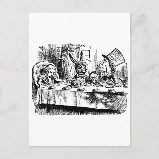 Alice, witte konijn, Tea Party Briefkaart (Voorkant)