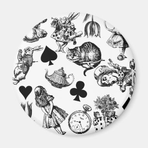 Alice Witte Konijn Wonderland Klassieker Magneet