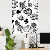 Alice Witte Konijn Wonderland Klassieker Poster (Thuiskantoor)