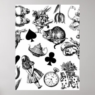 Alice Witte Konijn Wonderland Klassieker Poster