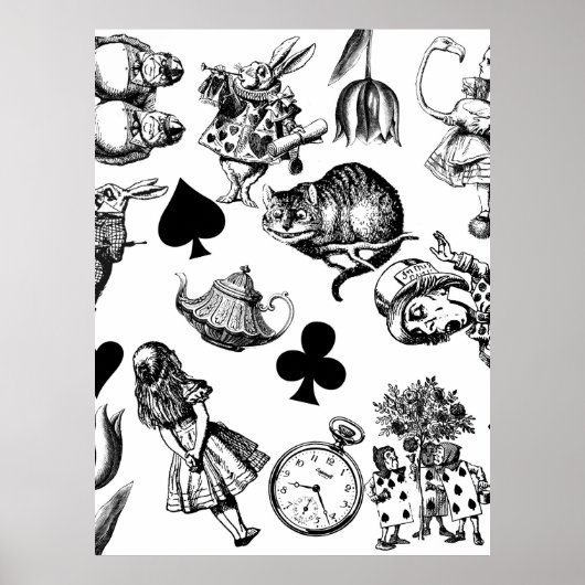 Alice Witte Konijn Wonderland Klassieker Poster (Voorkant)