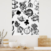 Alice Witte Konijn Wonderland Klassieker Poster (Keuken)