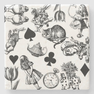 Alice Witte Konijn Wonderland Klassieker Stenen Onderzetter