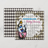 Alice Wonderland Baby shower Kaart (Voorkant / Achterkant)