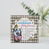 Alice Wonderland Baby shower Kaart (Staand voorkant)