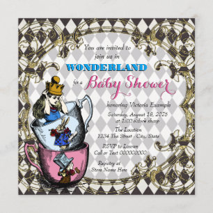  Alice Wonderland Baby shower Kaart