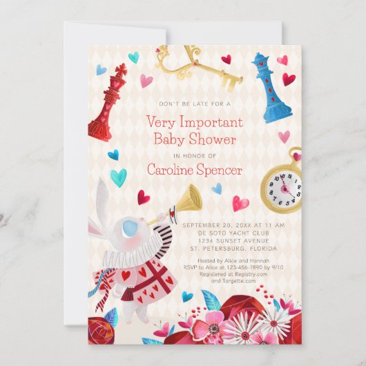 Alice Wonderland Baby shower Uitnodiging (Voorkant)