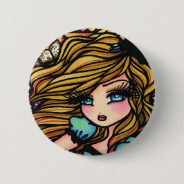 Alice Wonderland Books Girl Fairy Fantasy Ronde Button 5,7 Cm