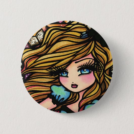 Alice Wonderland Books Girl Fairy Fantasy Ronde Button 5,7 Cm (Voorkant)