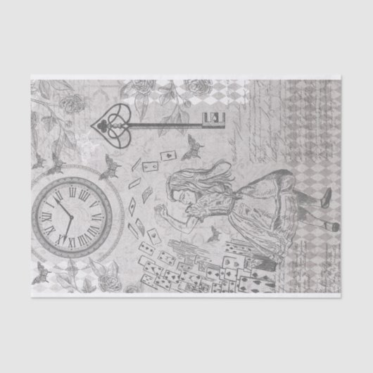  Alice Wonderland die kaarten speelt Tissuepapier (Voorkant)