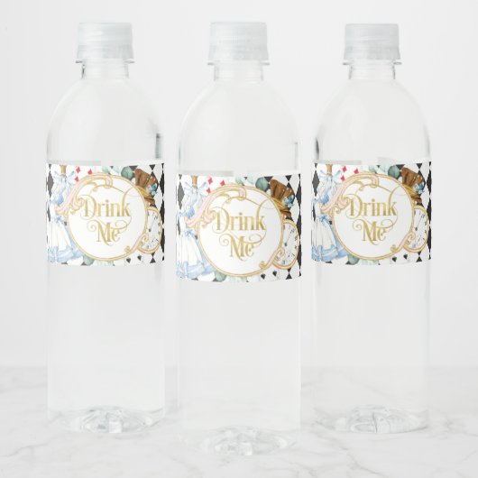 Alice Wonderland dolle hatter tea party drink me Waterfles Etiket (Flessen)