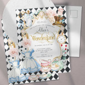 Alice wonderland een feestje voor een meisje uitnodiging briefkaart