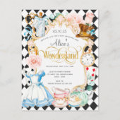 Alice wonderland een feestje voor een meisje uitnodiging briefkaart (Voorkant)