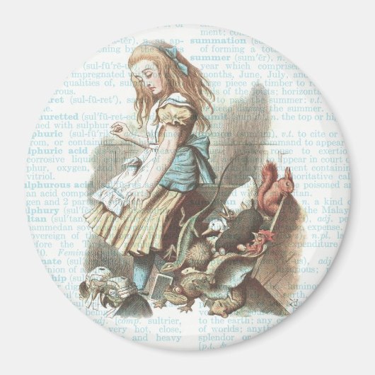 Alice Wonderland Favorieten  Boek Pagina Kunst Magneet (Voorkant)