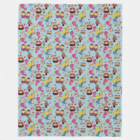 Alice Wonderland Gekke Hoedenmaker Kat Doodle Kuns Fleece Deken (Voorkant)