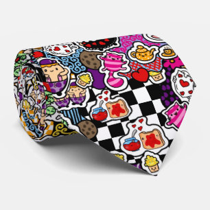 Alice Wonderland Gekke Hoedenmaker Kat Doodle Kuns Stropdas