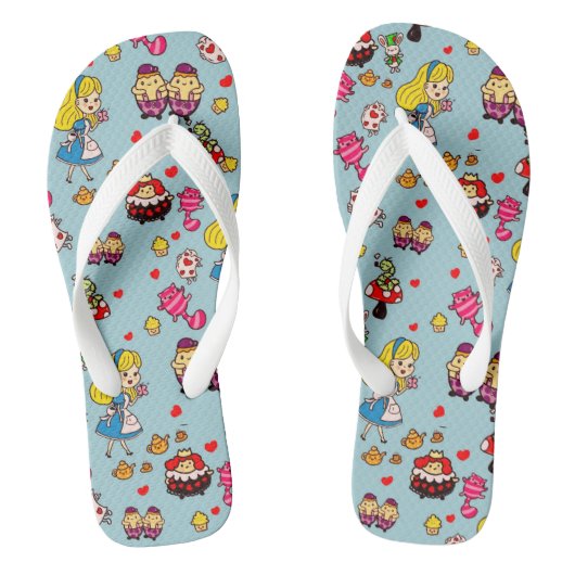 Alice Wonderland Gekke Hoedenmaker Kat Doodle Kuns Teenslippers (Voetbed)