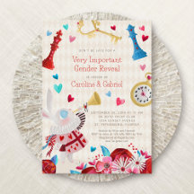 Alice Wonderland Geslacht Onthulling Uitnodiging