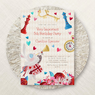Alice Wonderland Girls Verjaardag Uitnodiging