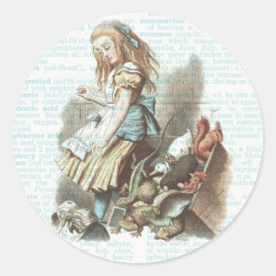 Alice Wonderland Labels Woordenboek Blauw