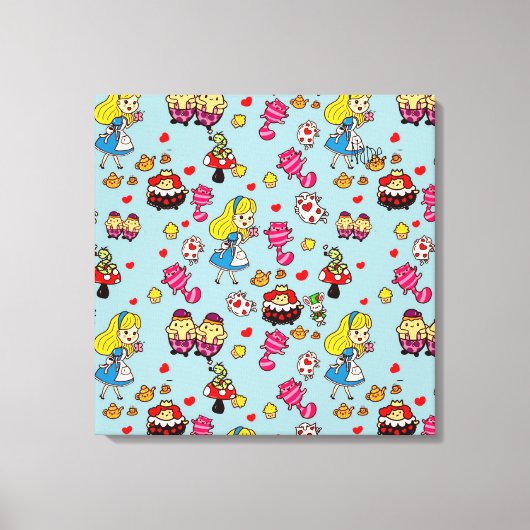 Alice Wonderland Mad Hatter Cat Doodle Art van Lea Canvas Afdruk (Voorkant)