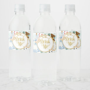 Alice Wonderland mad hatter tea party drink me Wa Waterfles Etiket
