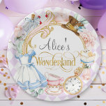 Alice Wonderland mad hatter tea party verjaardag P Papieren Bordje<br><div class="desc">Alice in Wonderland: de gekke hater theaterfeestdag</div>