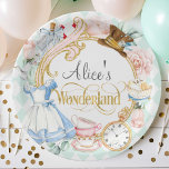 Alice Wonderland mad hatter tea party verjaardag P Papieren Bordje<br><div class="desc">Alice in Wonderland: de gekke hater theaterfeestdag</div>