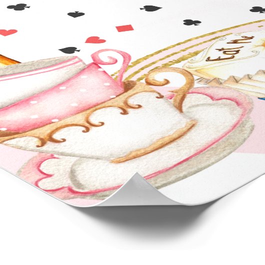 Alice wonderland mad hatter tea party welkom teken poster (Hoek)