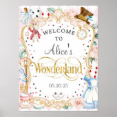 Alice wonderland mad hatter tea party welkom teken poster (Voorkant)