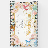 Alice wonderland met de achtergrond van het gekke- spandoek (Verticaal)