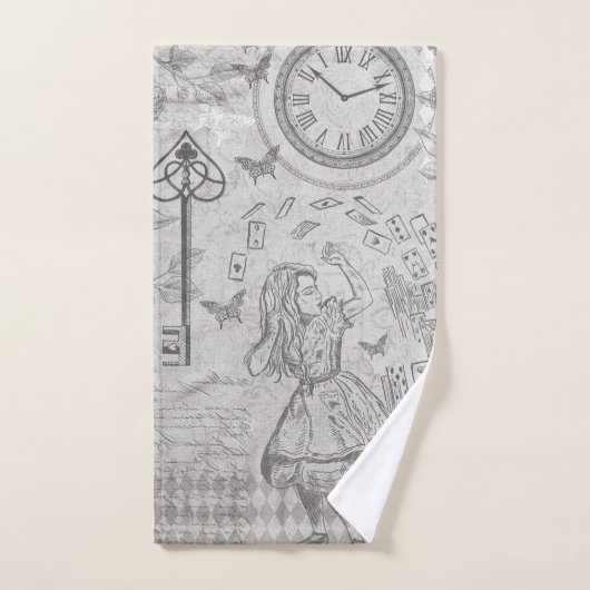 Alice Wonderland ontbladderde grijs Bad Handdoek (Handdoek)