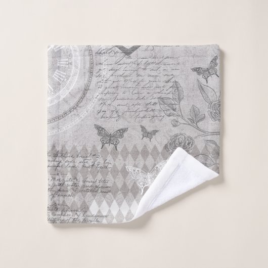 Alice Wonderland ontbladderde grijs Bad Handdoek (Wasdoekje)