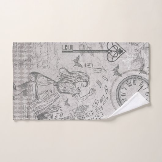 Alice Wonderland ontbladderde grijs Bad Handdoek (Handdoek)